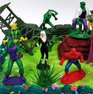 SPIDERMAN 20 Piece Birthday CAKE Topper Set, Featuring 12 Figures, Decorative Themed Accessories, Figures Average... N2