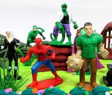 SPIDERMAN 20 Piece Birthday CAKE Topper Set, Featuring 12 Figures, Decorative Themed Accessories, Figures Average... N4