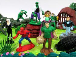 SPIDERMAN 20 Piece Birthday CAKE Topper Set, Featuring 12 Figures, Decorative Themed Accessories, Figures Average... N5