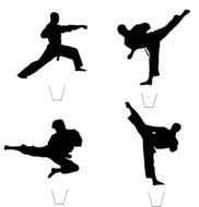 12 x Novelty Karate TaeKwondo Martial Arts Silhouette Mix Edible Standup Wafer Paper Cake Toppers N2