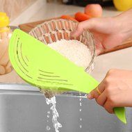 Braceus Kitchen Plastic Whale Shape Spoon Rice Washer Filter Strainer - Blue N12