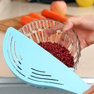Braceus Kitchen Plastic Whale Shape Spoon Rice Washer Filter Strainer - Blue N13
