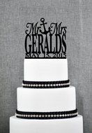 Mr and Mrs Last Name Cake Topper with Anchor and Date Mr and Mrs Cake Topper Nautical Wedding Cake Topper Navy...