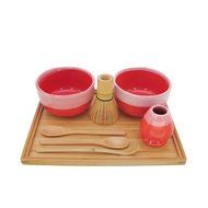 BambooMN Brand - Matcha Bowl Set (Includes 2 Bowls, Tea Whisk, Rest, Large Tray, 2 Teaspoons and Chasaku) - 1... N3
