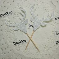 DOOXOO Deer Cupcake Toppers, Deer Party, Hunting Cake Topper,Gold Glitter,Animal Party Favors,Deer Decor,Cake... N4