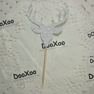 DOOXOO Deer Cupcake Toppers, Deer Party, Hunting Cake Topper,Gold Glitter,Animal Party Favors,Deer Decor,Cake... N5