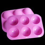 FUBARBAR Diameter 5cm 6 Cavity Half Sphere Cake Muffin Pastry Silicone Pan Mold 2 pcs Pink N4