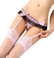 Underwear, PHOTNO Women Lace Garter Belt Lingerie Stocking Open Crotch G-string Underwear N5