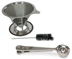 Blissful Sips Pour Over Coffee Filter (Single Cup) &ndash; Stainless Steel Fine Mesh Strainer for Fresh Brewed Coffee... N15