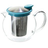 FORLIFE Glass Teapot with Basket Infuser, 25 oz., Turquoise N3