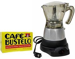 Electric Espresso Coffee Maker 1 to 3 Cups. 10 oz Bustelo Espresso Coffee Pack Included N3