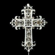 Cross Cake Topper, Religious, Wedding, Baptism, Christening, Dedication, Boda Keepsake Decoration (Silver) N7