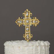 Cross Cake Topper, Religious, Wedding, Baptism, Christening, Dedication, Boda Keepsake Decoration (Silver) N9