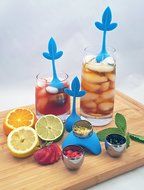 Tea Infuser with Stylish Three Leaf Silicone Handle and Stainless Steel Strainer Ball Filter includes Drip Tray... N31