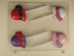 Ladies Hat, flapper style, ribbon trim with flowers Lollipop AO196 All Occasion Chocolate Candy Mold