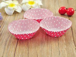 100 PCS Red w/ White Polka Dot Premium Paper Cupcake Cups N2
