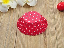 100 PCS Red w/ White Polka Dot Premium Paper Cupcake Cups N4