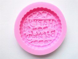 Wocuz W0189 Happy Birthday Pattern Round Shape Silicone Candy Fondant Chocolate Accessory Mold Soap Mould