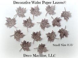 32 Fall Light Brown Maple Leaf Decorative Wafer Paper Leaves&copy; Very Small 0.75" Size Cake Decorations Cupcake Toppers
