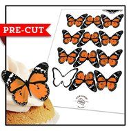 Cakeshop 12 x PRE-CUT Orange Edible Butterfly Cake Toppers