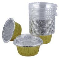 Aliminum Foil 3 1/2 (Gold) Ramekin Utility Cup 4 oz. for Cupcake &amp; Muffin With Lid 20 Sets N4
