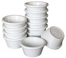 Clipper Fluted Round Stackable Small Melamine Condiment Ramekins with Pan Scraper, White (12-Pack, 2 Ounce) N5