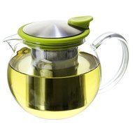 FORLIFE Glass Teapot with Basket Infuser, 25 oz., Turquoise N8