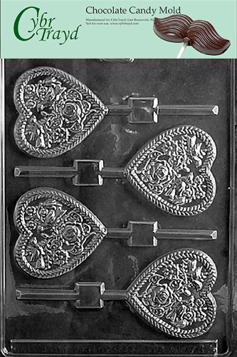 Cybrtrayd V083 Heart Pop with Birds and Flowers Valentine Chocolate Candy Mold