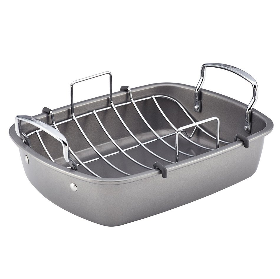 Circulon Nonstick Bakeware 17-Inch by 13-Inch Roaster with U-Rack N2
