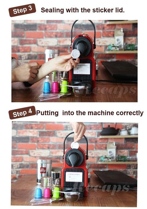 RECAP reuseable capsule coffee machine selffill 150 pieces + aluminium caps N2