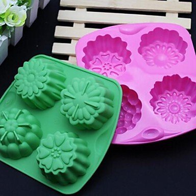 Y&XL&H 4 Hole Different Flowers Shape Cake Ice Jelly Chocolate Molds,Silicone 14&iexcl;&Aacute;15.5&iexcl;&Aacute;3 CM(5.5&iexcl;&Aacute;6.1&iexcl;&Aacute;1.2 INCH... N3