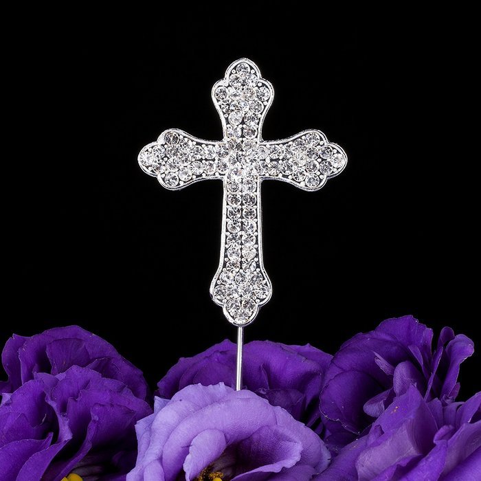 LOVENJOY Gift Box Pack Cross Rhinestone Crystal Cake Top Topper for Wedding Religious Baptism Christening First...