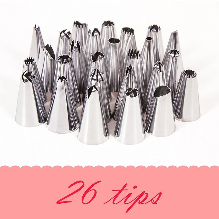Cake Decorating Tips Set - 26 nozzles set for professional and beginner Cake Decoration - with Organizer Storage... N7