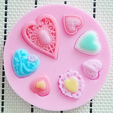 Y&XL&H Heart Shaped Fondant Cake Chocolate Resin Clay Candy Silicone Mold Mat,L7.3cmW7.3cmH0.9cm