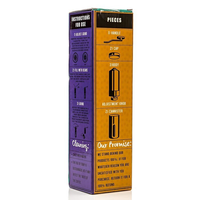 The Original Manual Coffee Grinder by Bean & Bistro - Adjustable Ceramic Burr, Stainless Steel Body, Portable N8