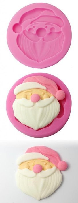 FOUR-C Silicone Mould Santa Claus Cupcake Top Mould Color Pink N2