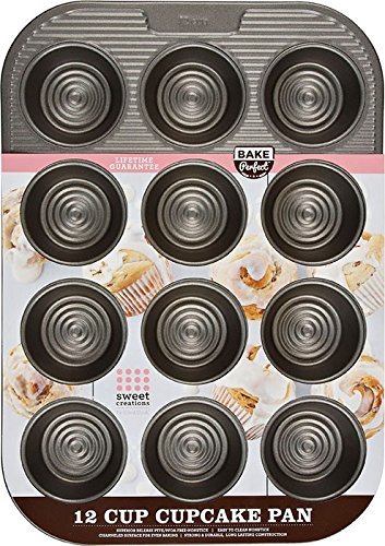 Sweet Creations Bake Perfect 12 Cup Cupcake Pan, Silver