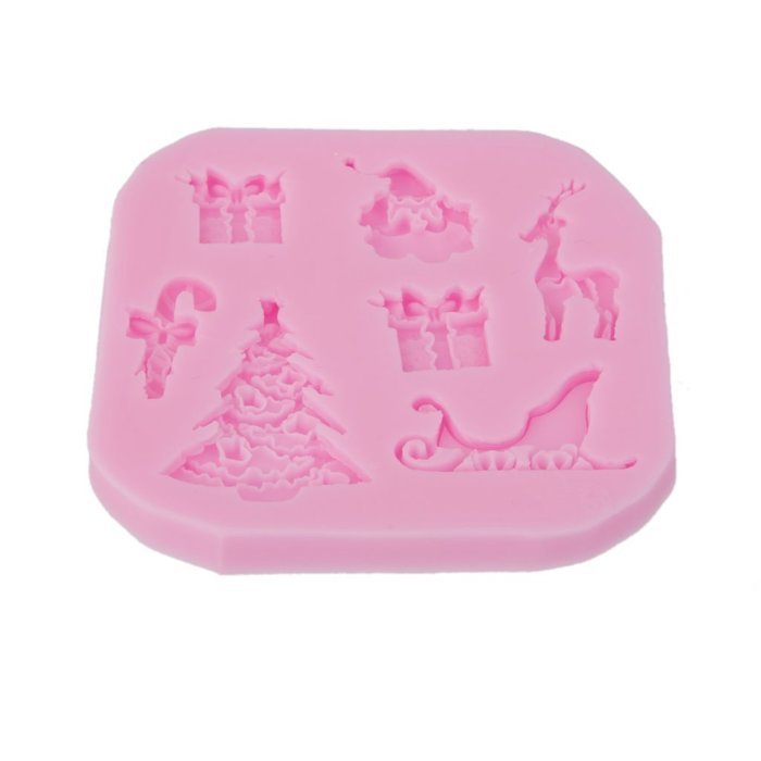 Christmas Reindeer Santa Gift Silicone Fondant Mould Cake Decor Bake Mold