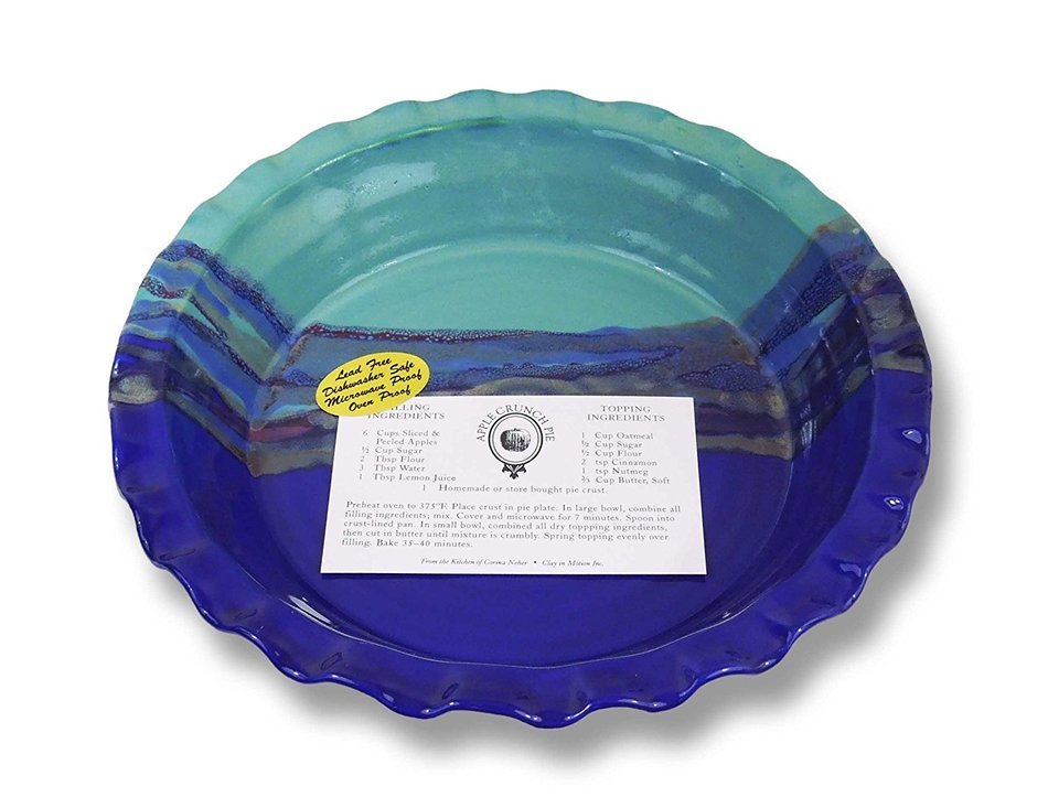 Clay In Motion Handmade Ceramic Deep Dish Pie Plate - Mystic Waters