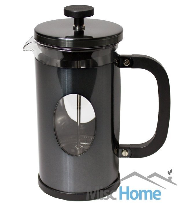 [1 Liter, 34 Oz] Gourmet Gunmetal Finish Stainless Steel French Press