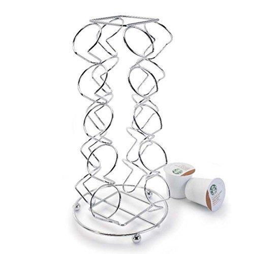 Compact Elegant Chrome 20 Pod Coffee Counter-top K-Kup Capsule Holder