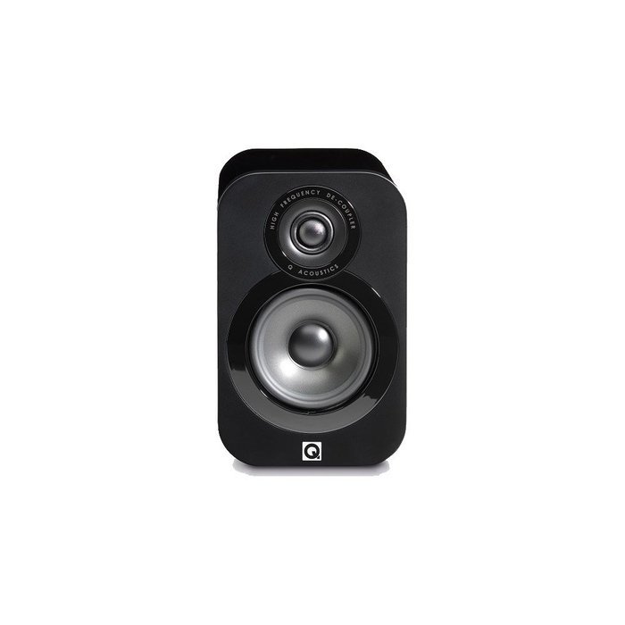 Q Acoustics 3010 Bookshelf Speaker Pair (Gloss Black) + QED Silver Anniversary XT Speaker Cable Pair 6.5 Feet... N3