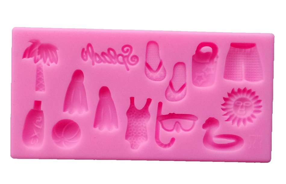 Yunko Happy Hour on the Beach Silicone Fondant Cake Decorating Tools Chocolate Candy Mold Coconut Glasses Bikini...