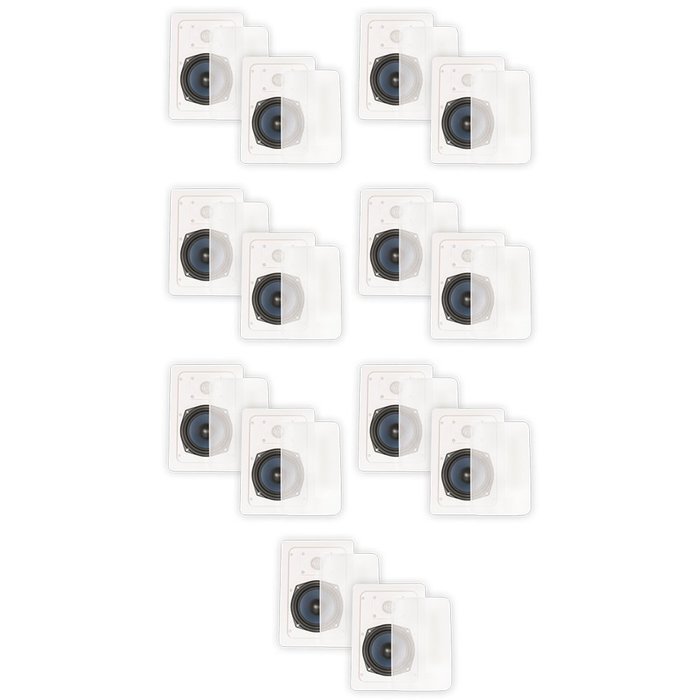 Blue Octave LW52 In Wall Speakers Home Theater Surround Sound 2-Way Speaker 7 Pair Pack