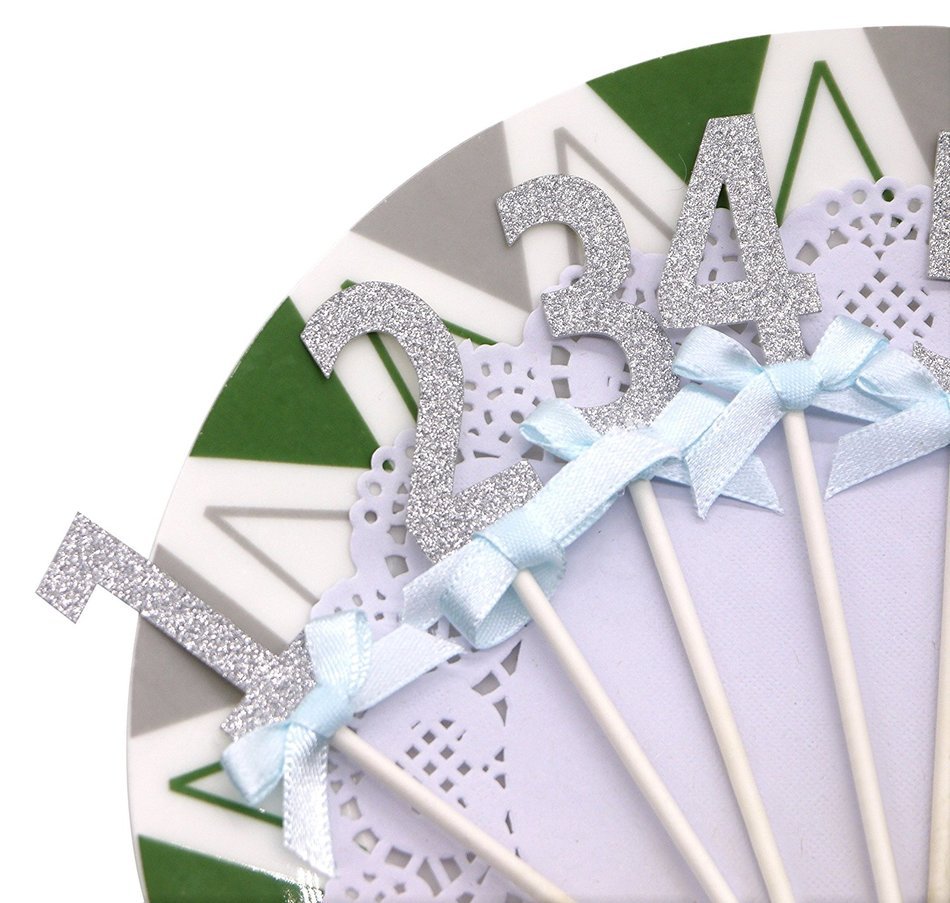 PuTwo 20 Counts Wedding Cake Decorating Frozen Cupcake Toppers Toothpicks, Sliver/Blue/Snow N68