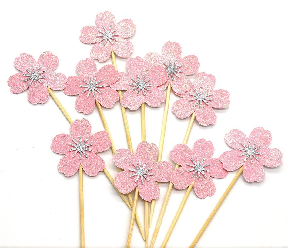 PuTwo 20 Counts Wedding Cake Decorating Frozen Cupcake Toppers Toothpicks, Sliver/Blue/Snow N71