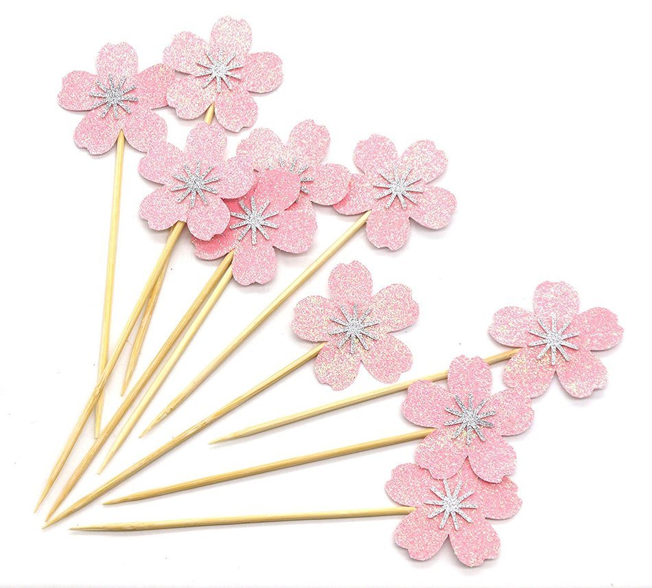 PuTwo 20 Counts Wedding Cake Decorating Frozen Cupcake Toppers Toothpicks, Sliver/Blue/Snow N72