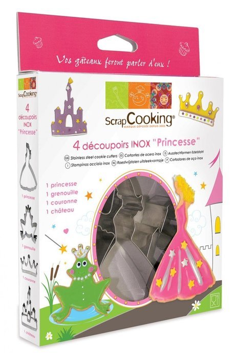 ScrapCooking Princess Cutters, Stainless Steel, Box of 4