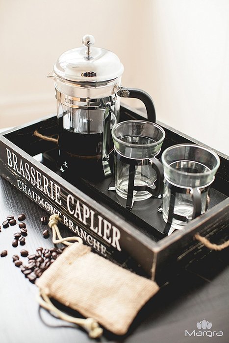 MARGRA French Press Coffee & Tea Maker Set - Elegant Design - Dual Filter System- Upgraded Thick Durable Glass N3