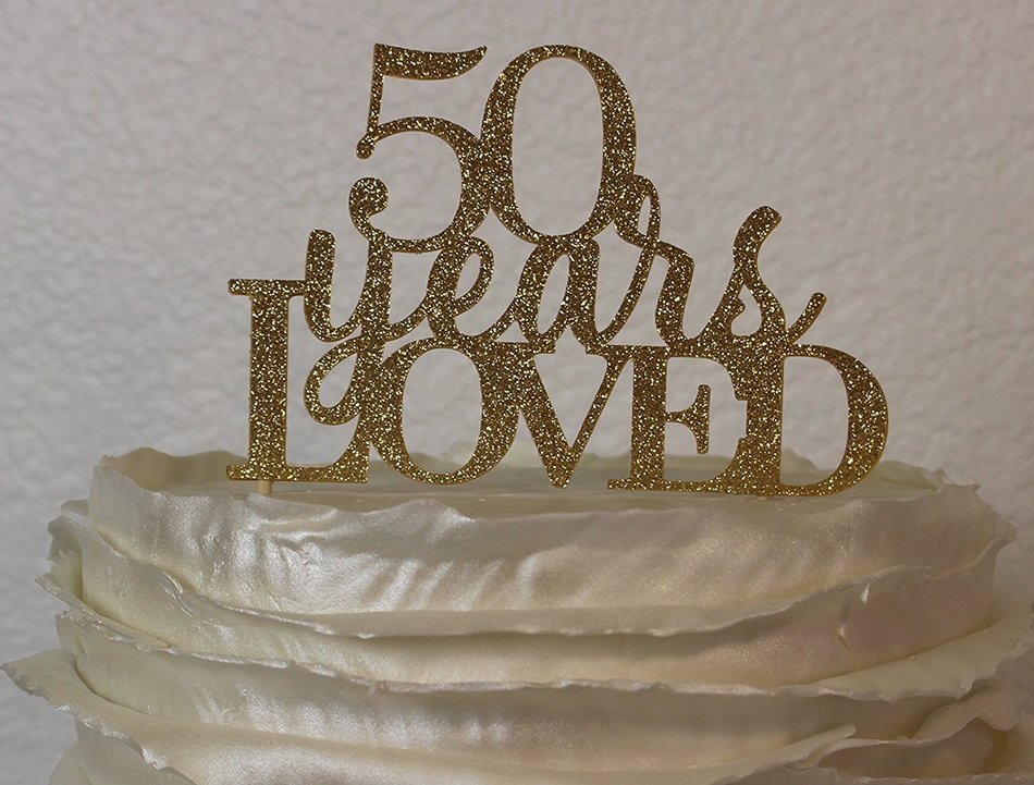 All About Details Gold 50-Years-Loved Cake Topper